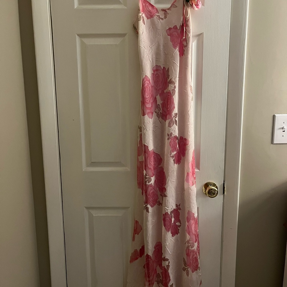 Floral Pink and White Maxi Dress